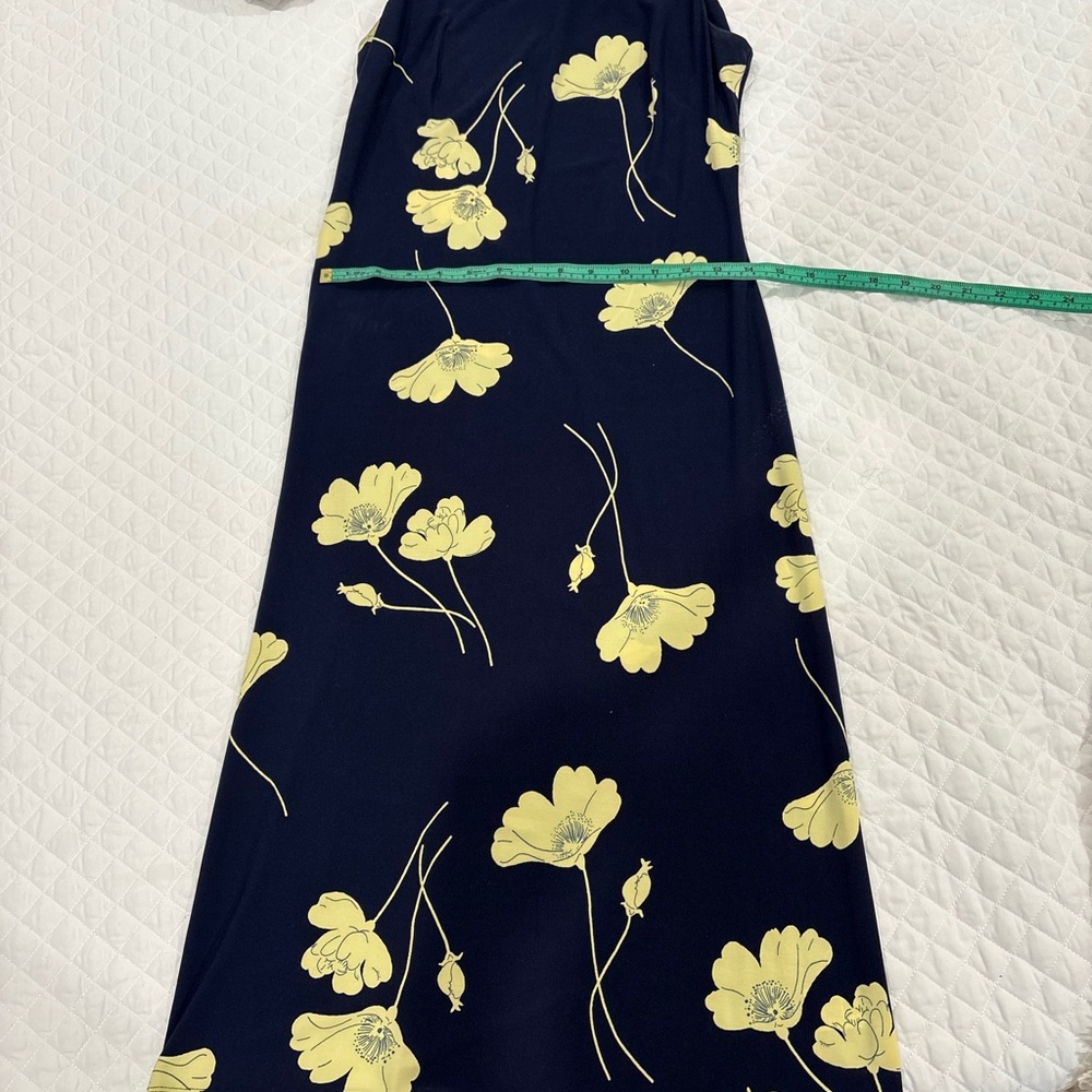 American Living navy and Yellow Floral A-Line Skirt